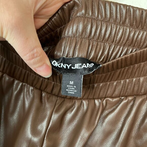 DKNY Jeans Brown Faux Leather Elastic Waist Pull On Pants Size M - Picture 8 of 12